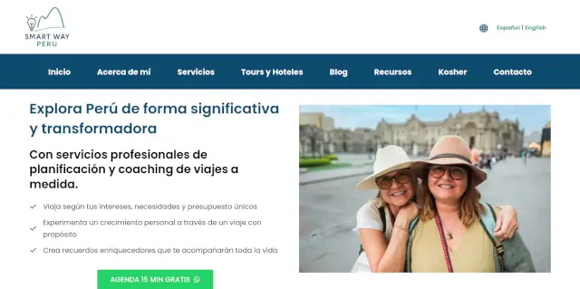 Sitio web Smartway Perú - coach de viajes multi-idioma